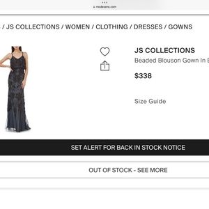 JS Collections Designer beaded gown in black misty lilac size 8
